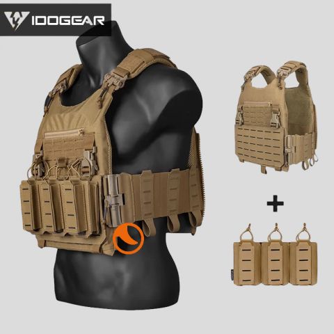 Chaleco Idogear con pouch pistola y M4 coyote