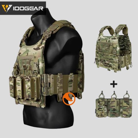 Chaleco Idogear con pouch pistola y M4 multicam