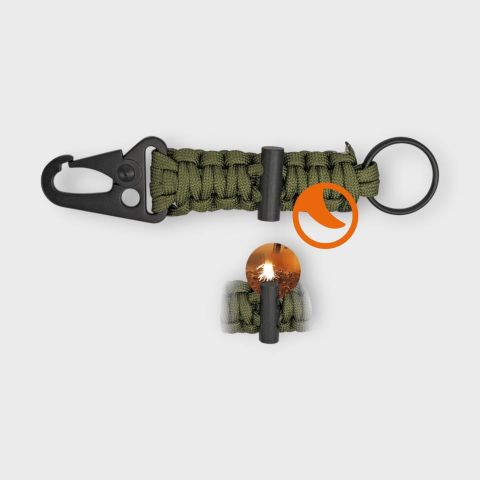 Mini Mosqueton c/paracord Verde