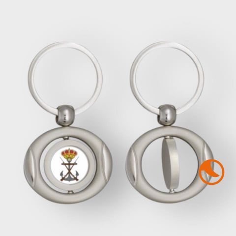 LLavero oval giratorio con chapa Cromo
